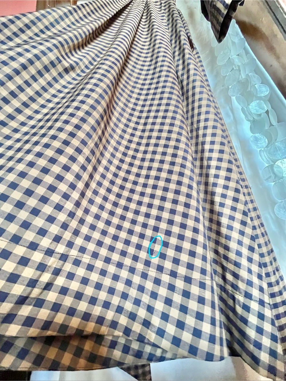 Zara Checkered Poplin Midi Shirt Dress Plaid Long Sleeves Caramel Navy Medium - Picture 15 of 16